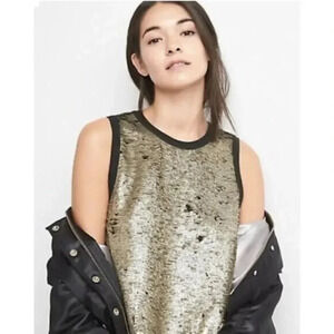 Gap Black & Gold Sequin Tank Top S